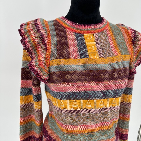Anthropologie Pilcro Colorful Multicolor‎ Striped Knit Lalala Sweater Boho XS - Picture 4 of 9